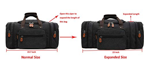 Kenox Black Canvas Weekend Duffel Tote