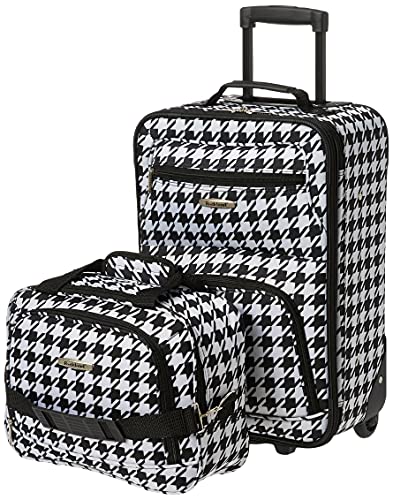 Rockland Fashion Softside Upright Luggage Set, Expandable, Kensington, Black and White, 2-Piece(14/19)