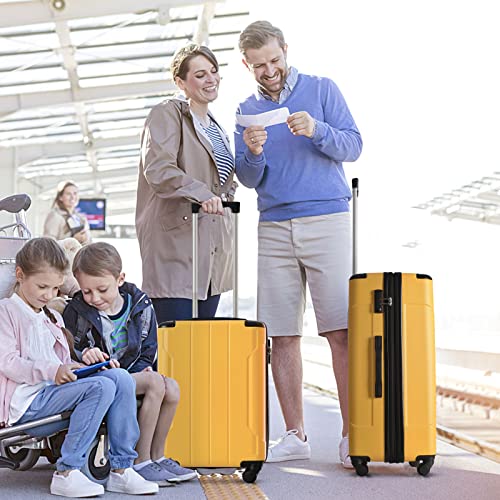 Merax Luggage Sets Suitcases With Wheels 3 Sets Expandable Luggage With Tsa Lock, Lightweight Hard Shell Travel Set, Yellow