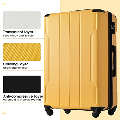 Merax Luggage Sets Suitcases With Wheels 3 Sets Expandable Luggage With Tsa Lock, Lightweight Hard Shell Travel Set, Yellow