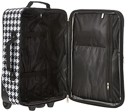 Rockland Fashion Softside Upright Luggage Set, Expandable, Kensington, Black and White, 2-Piece(14/19)
