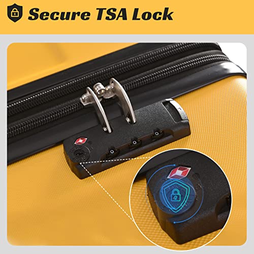 Merax Luggage Sets Suitcases With Wheels 3 Sets Expandable Luggage With Tsa Lock, Lightweight Hard Shell Travel Set, Yellow