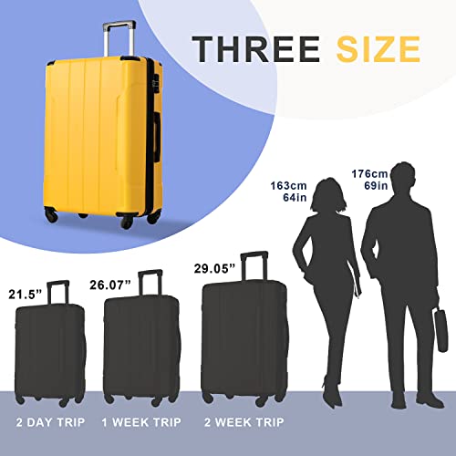 Merax Luggage Sets Suitcases With Wheels 3 Sets Expandable Luggage With Tsa Lock, Lightweight Hard Shell Travel Set, Yellow