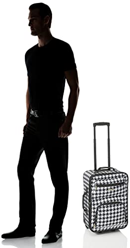 Rockland Fashion Softside Upright Luggage Set, Expandable, Kensington, Black and White, 2-Piece(14/19)