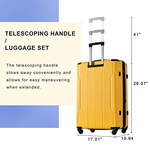 Merax Luggage Sets Suitcases With Wheels 3 Sets Expandable Luggage With Tsa Lock, Lightweight Hard Shell Travel Set, Yellow