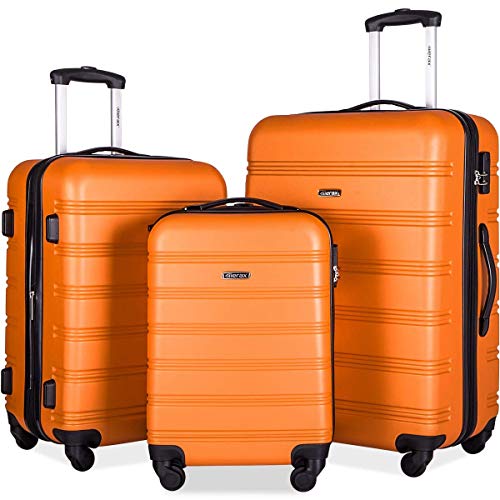 Merax Luggage 3 Piece Expandable Spinner Set Orange