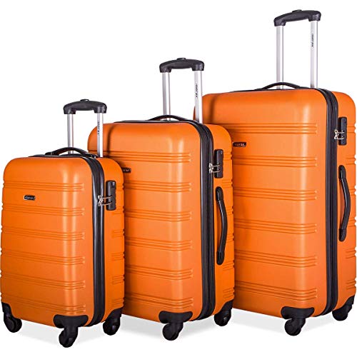 Merax Luggage 3 Piece Expandable Spinner Set Orange