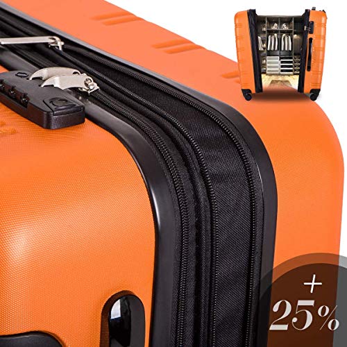 Merax Luggage 3 Piece Expandable Spinner Set Orange