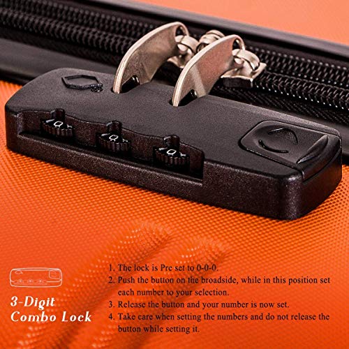 Merax Luggage 3 Piece Expandable Spinner Set Orange