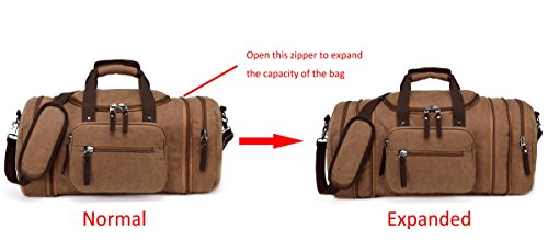 Kenox Oversized Canvas Travel Tote Luggage Weekend Duffel Bag (Coffee)