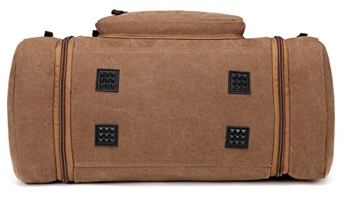 Kenox Oversized Canvas Travel Tote Luggage Weekend Duffel Bag (Coffee)