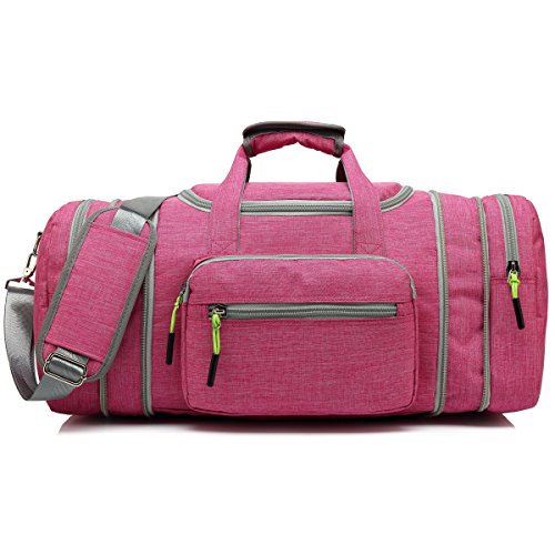 Kenox Oversized Canvas Travel Tote Luggage Weekend Duffel Bag (Pinkfabric)