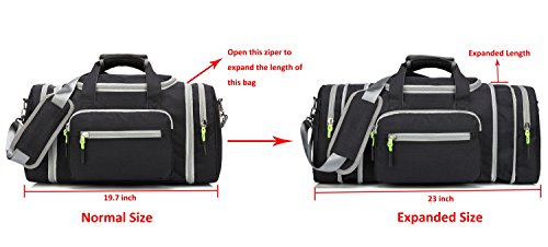 Kenox Oversized Canvas Travel Tote Luggage Weekend Duffel Bag (Blackfabric)