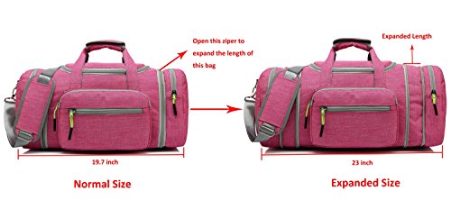 Kenox Oversized Canvas Travel Tote Luggage Weekend Duffel Bag (Pinkfabric)