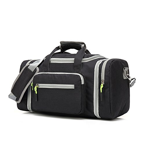 Kenox Oversized Canvas Travel Tote Luggage Weekend Duffel Bag (Blackfabric)