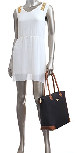 NNEE® Water Resistance Nylon Tote Bag & Multiple Pocket Design - Black (Beige Lining)