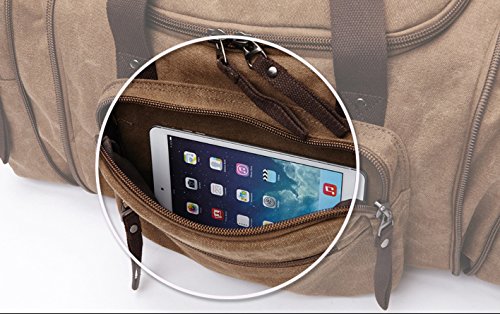 Kenox Oversized Canvas Travel Tote Luggage Weekend Duffel Bag (Coffee)