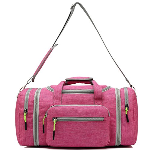 Kenox Oversized Canvas Travel Tote Luggage Weekend Duffel Bag (Pinkfabric)