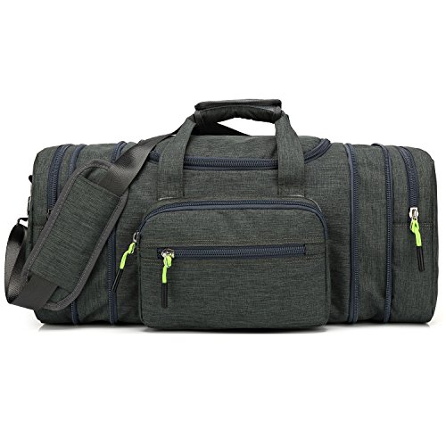 Kenox Oversized Canvas Travel Tote Luggage Weekend Duffel Bag (Greenblackfabric)