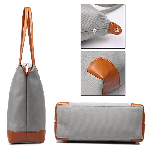 NNEE® Water Resistance Nylon Tote Bag & Multiple Pocket Design - Gray