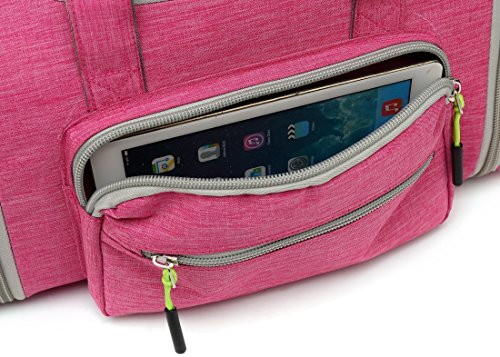 Kenox Oversized Canvas Travel Tote Luggage Weekend Duffel Bag (Pinkfabric)