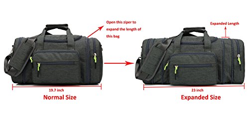 Kenox Oversized Canvas Travel Tote Luggage Weekend Duffel Bag (Greenblackfabric)