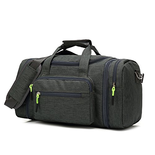 Kenox Oversized Canvas Travel Tote Luggage Weekend Duffel Bag (Greenblackfabric)
