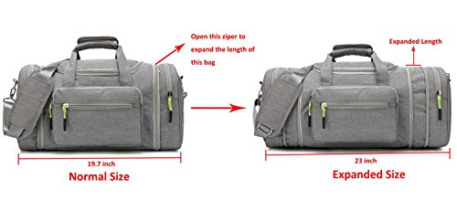 Kenox Oversized Canvas Travel Tote Luggage Weekend Duffel Bag (Greyfabric)