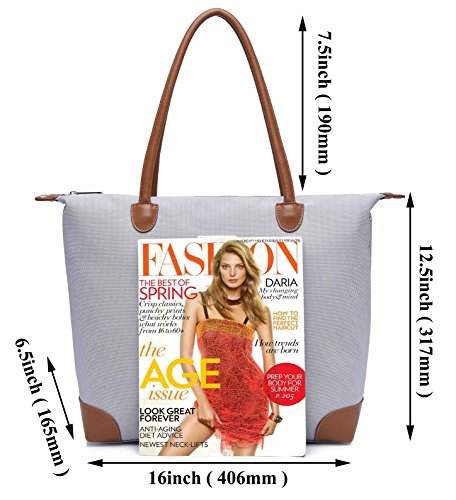 NNEE® Water Resistance Nylon Tote Bag & Multiple Pocket Design - Gray