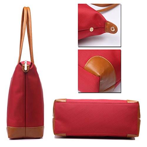 NNEE® Water Resistance Nylon Tote Bag & Multiple Pocket Design - Red