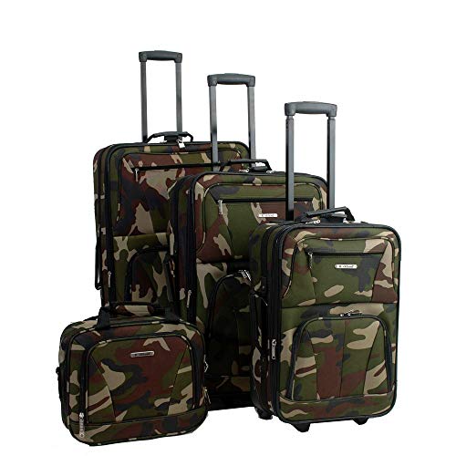 Rockland Luggage Skate Wheels 4 Piece Luggage Set, Camo