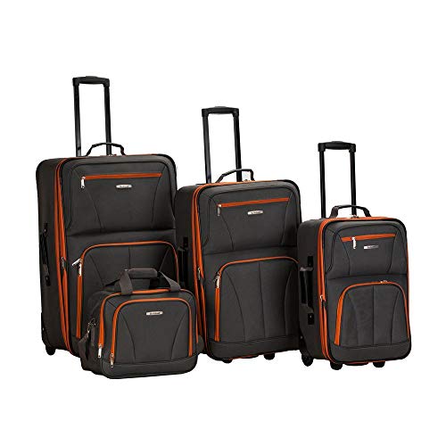 Rockland Luggage Skate Wheels 4 Piece Luggage Set, Charcoal