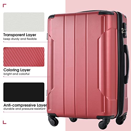 Merax Luggage Expandable Lightweight Spinner Suitcase with Corner Guards (Red, 3-Piece Set (20/24/28)