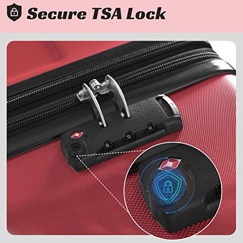 Merax Luggage Expandable Lightweight Spinner Suitcase with Corner Guards (Red, 3-Piece Set (20/24/28)