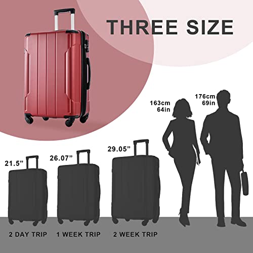 Merax Luggage Expandable Lightweight Spinner Suitcase with Corner Guards (Red, 3-Piece Set (20/24/28)