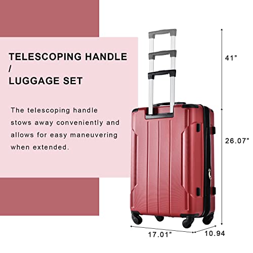 Merax Luggage Expandable Lightweight Spinner Suitcase with Corner Guards (Red, 3-Piece Set (20/24/28)