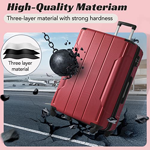 Merax Luggage Expandable Lightweight Spinner Suitcase with Corner Guards (Red, 3-Piece Set (20/24/28)