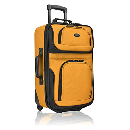 Rugged Fabric Expandable Carry-on Luggage Set, Mustard