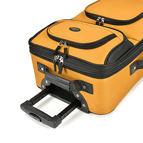 Rugged Fabric Expandable Carry-on Luggage Set, Mustard