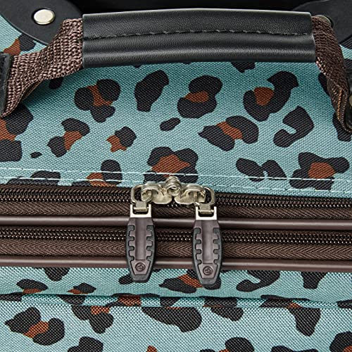 Rockland Fashion Softside Upright Luggage Set,Expandable,Telescopic Handle,Wheel, Blue Leopard, 2-Piece (14/19)
