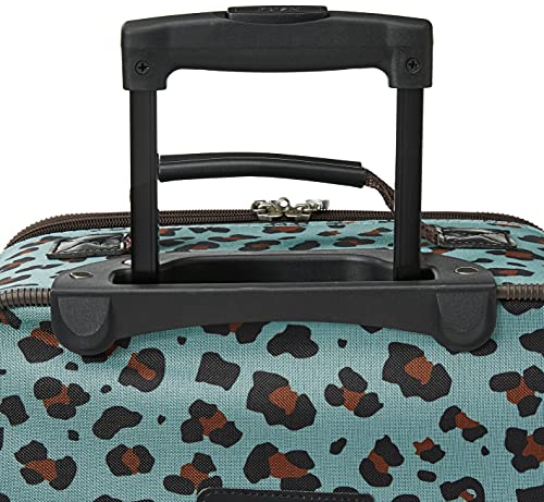 Rockland Fashion Softside Upright Luggage Set,Expandable,Telescopic Handle,Wheel, Blue Leopard, 2-Piece (14/19)