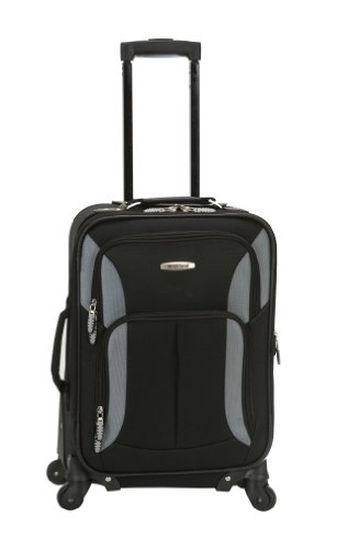 Rockland Pasadena Softside Spinner Wheel Luggage, Black/Gray, Carry-On 20-Inch