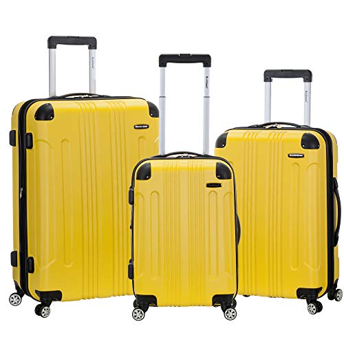 Rockland London Hardside Spinner Wheel Luggage, Yellow, 3-Piece Set (20/24/28)