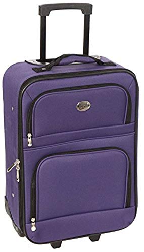 New Deep Purple Travel Carry On Suitcase On Wheels With Extendable Handle