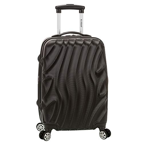 Rockland Melbourne Hardside Expandable Spinner Wheel Luggage, Black Wave, Carry-On 20-Inch