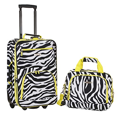 Rockland Fashion Softside Upright Luggage Set, Expandable, Lime Zebra, 2-Piece (14/19)