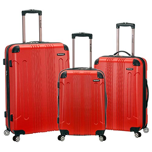 Rockland London Hardside Spinner Wheel Luggage, Red, 3-Piece Set (20/24/28)