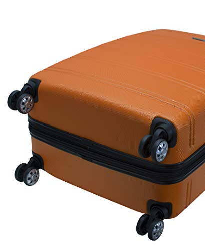 Rockland Melbourne Hardside Expandable Spinner Wheel Luggage, Orange, 3-Piece Set (20/24/28)