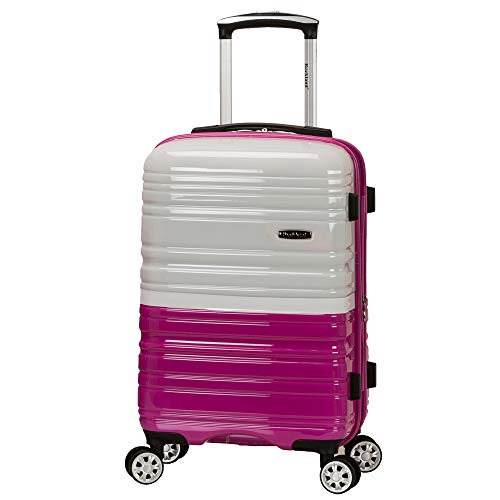 Rockland Melbourne Hardside Expandable Spinner Wheel Luggage, Two Tone Magenta, Carry-On 20-Inch