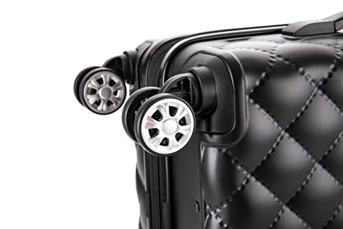 Rockland Melbourne Hardside Expandable Spinner Wheel Luggage, Quilt, Carry-On 20-Inch Black